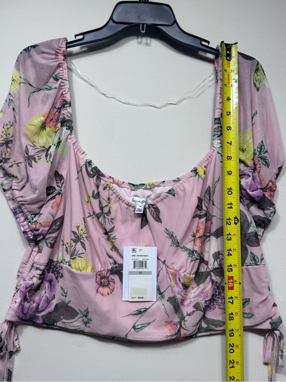 Love Fire Womens Floral Crop Top Blouse Multicolor, Size 1X - Picture 3 of 9